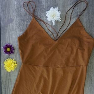 F21 Casual Brown Dress with Criss-Cross Back